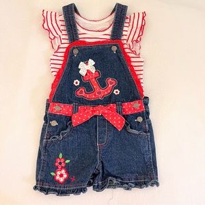 🛍️ LAST CHANCE Nannette Anchor Denim Overall Set